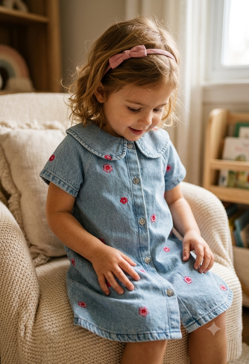 The Poppy Denim Peter Pan Dress
