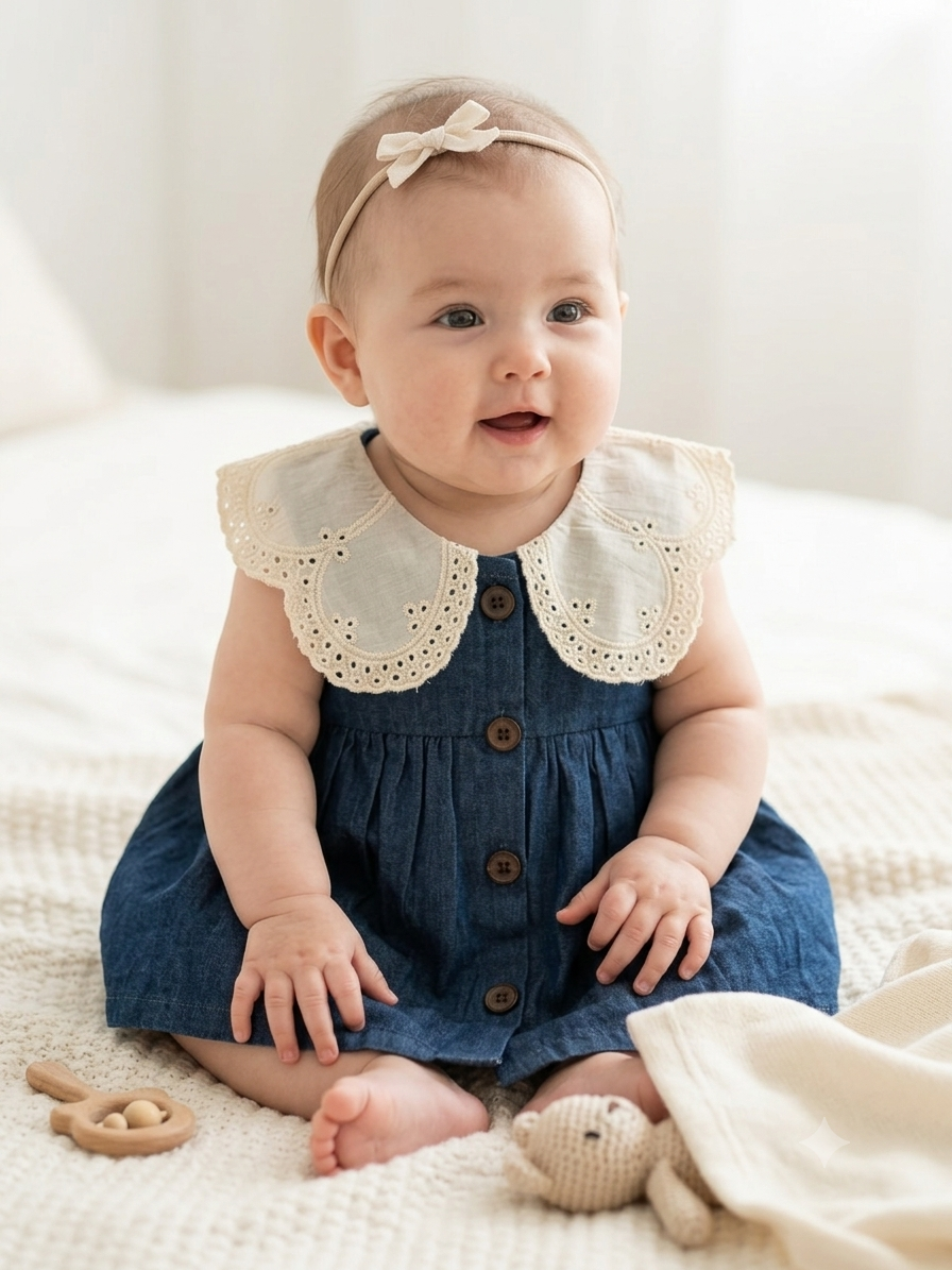 Dark Brown Muslin Baby Dress