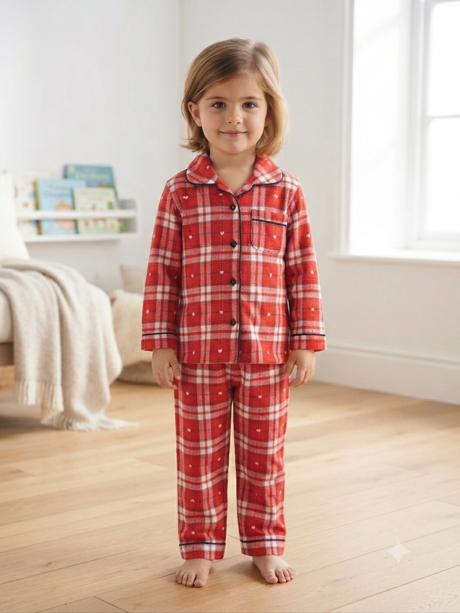 Crimson Tartan & Petite Hearts Flannel Sleepwear