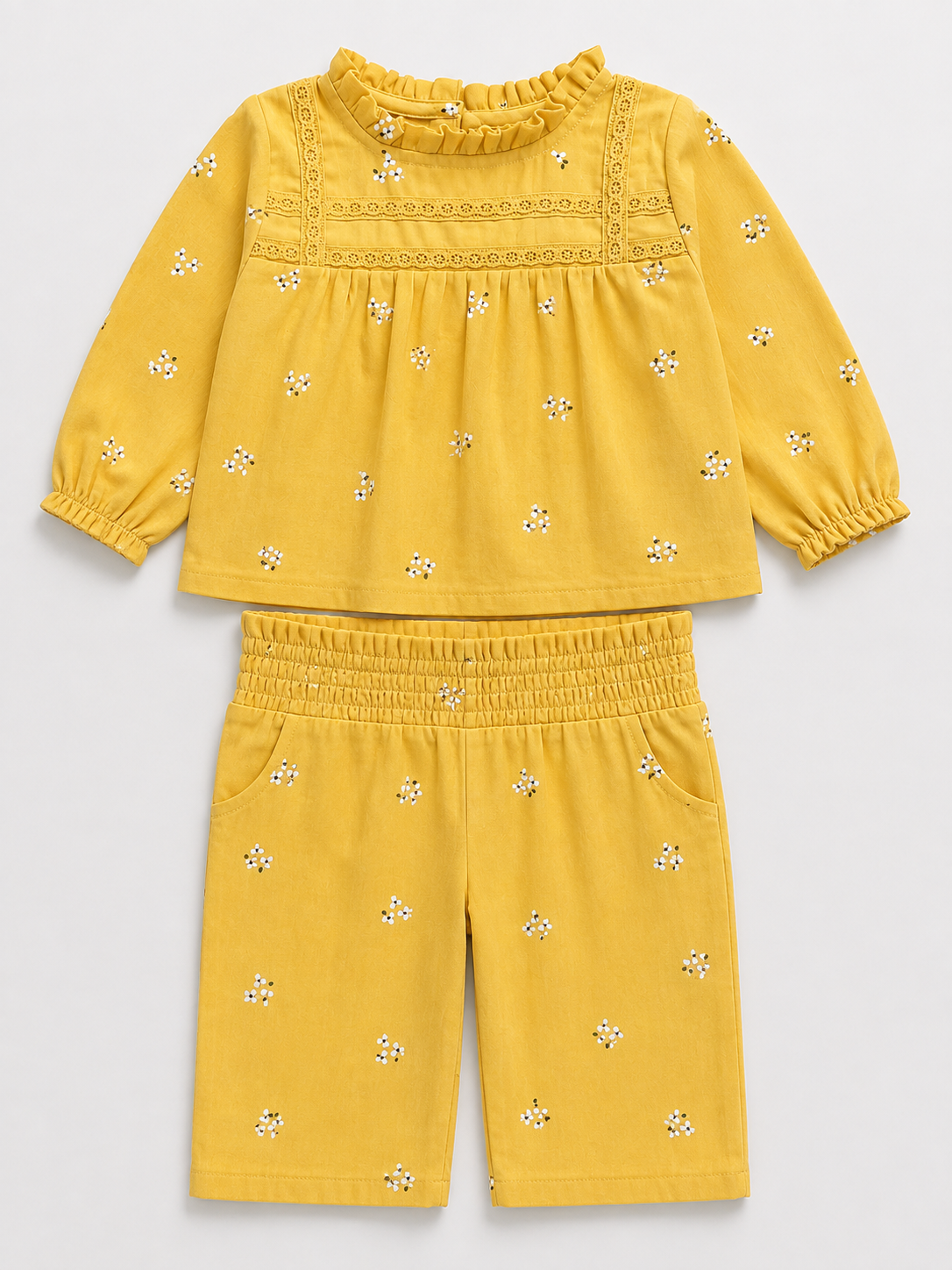 Yellow Floral Cord Set
