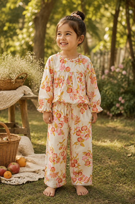 Orange Floral Cord Set