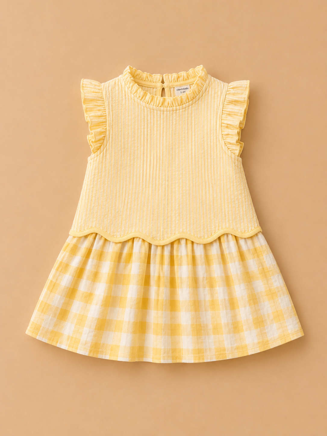 Yellow Gingham Korean Frock