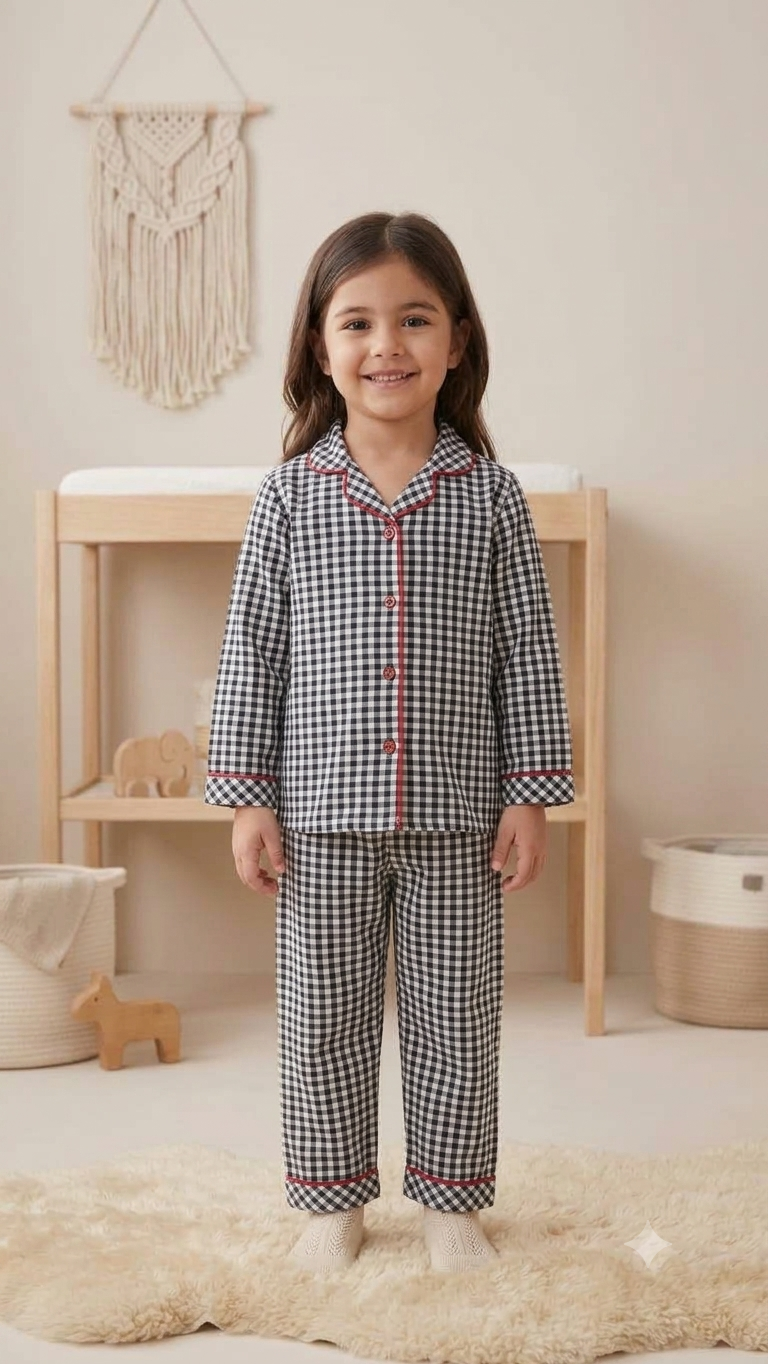 Ghingham Pyjama Set "Full Of Love"