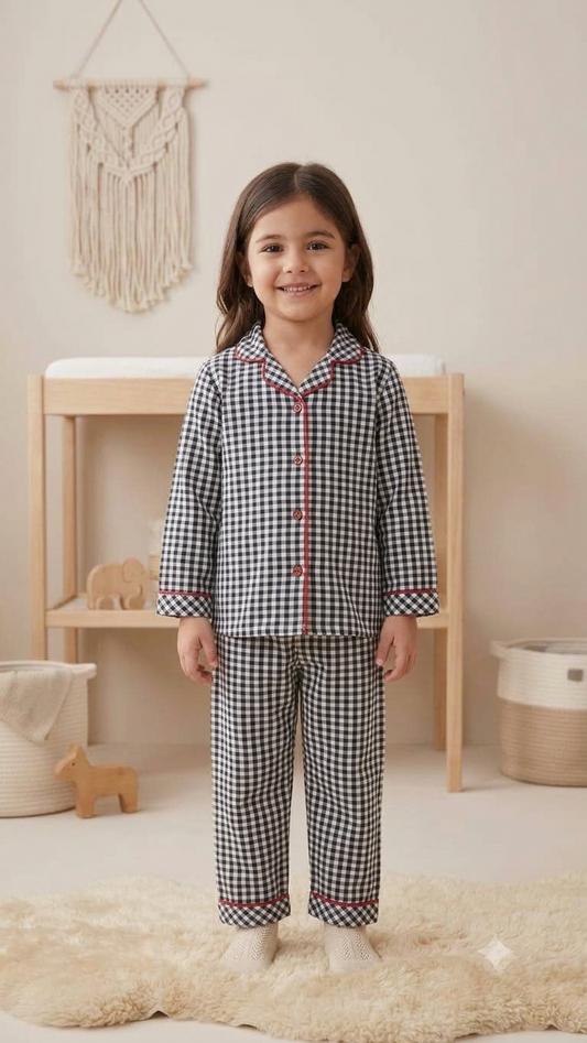 Ghingham Pyjama Set "Full Of Love"