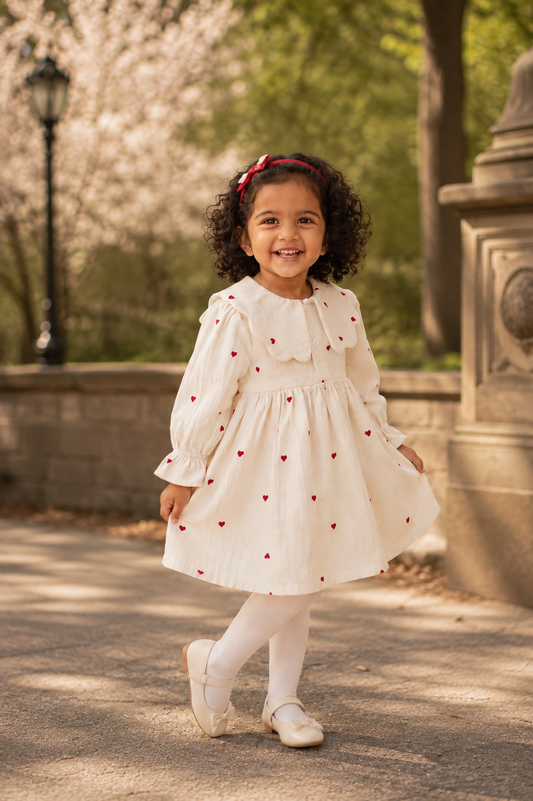 Heart Print Korean Frock