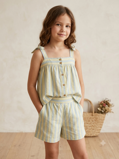 Seaside Stripe Linen Cami & Shorts Set