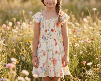 Wildflower Watercolor Tiered Sundress