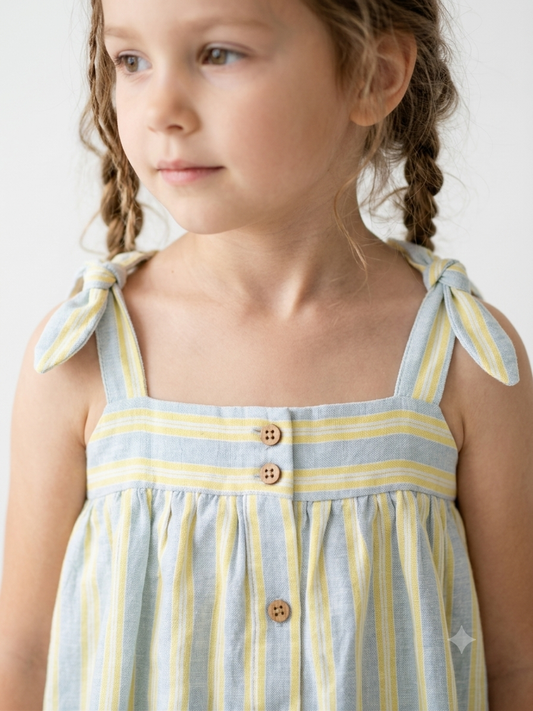 Seaside Stripe Linen Cami & Shorts Set