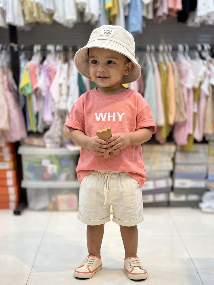 Peach Coral "WHY" Drop-Shoulder