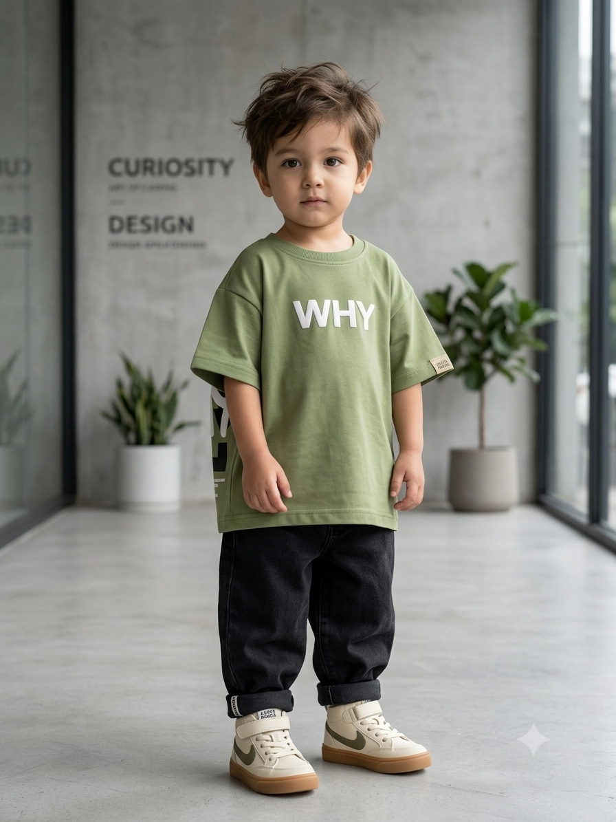 Sage Green "WHY" Back-Print Relaxed