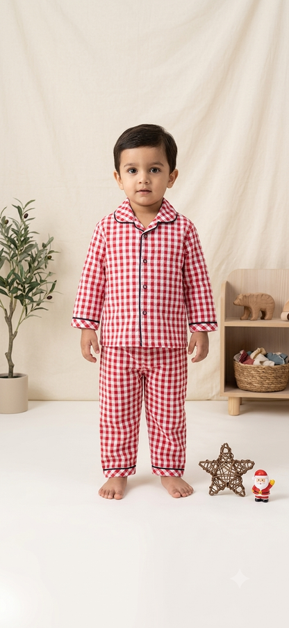 Kids Red Gingham Christmas Pyjama Set
