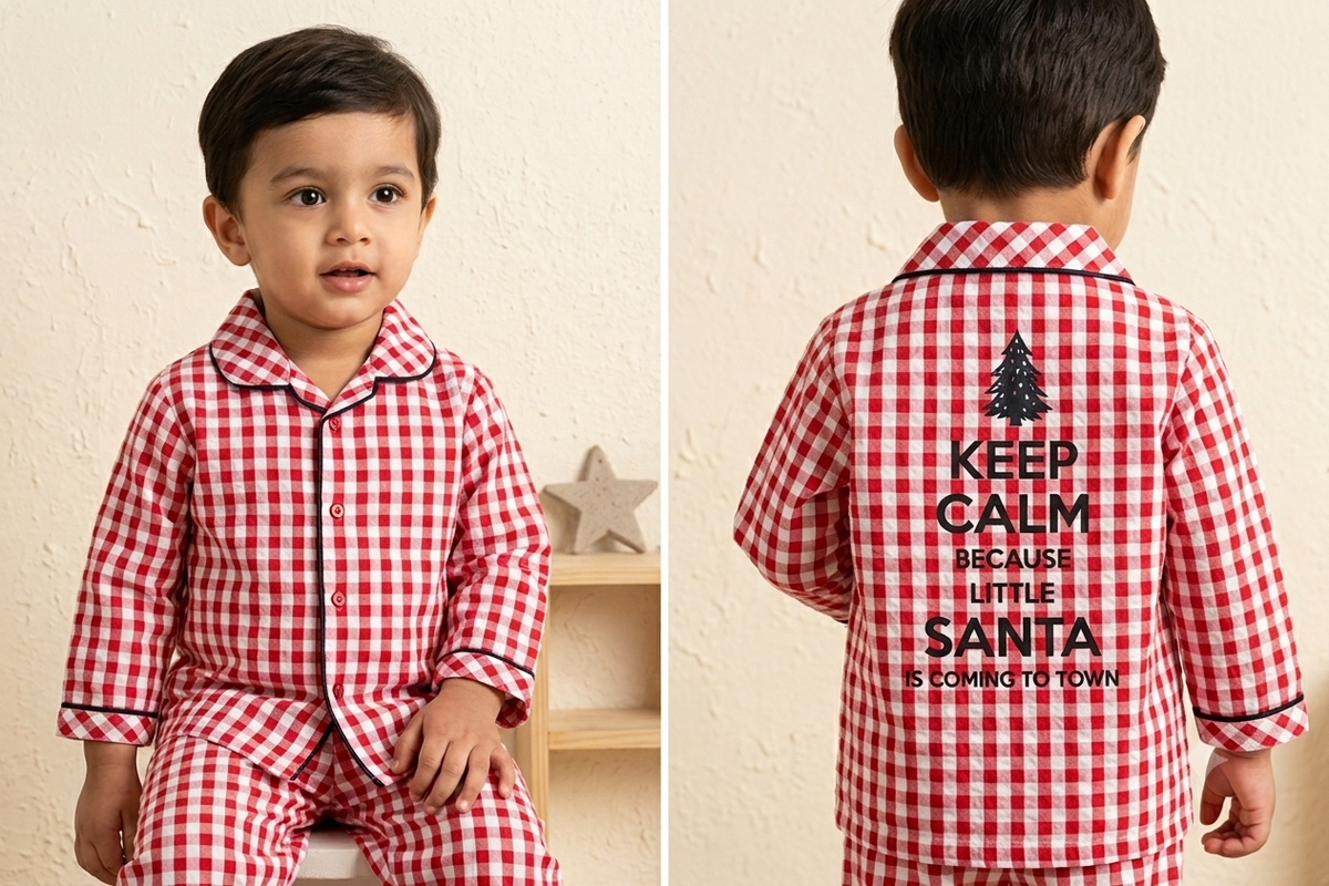 Kids Red Gingham Christmas Pyjama Set