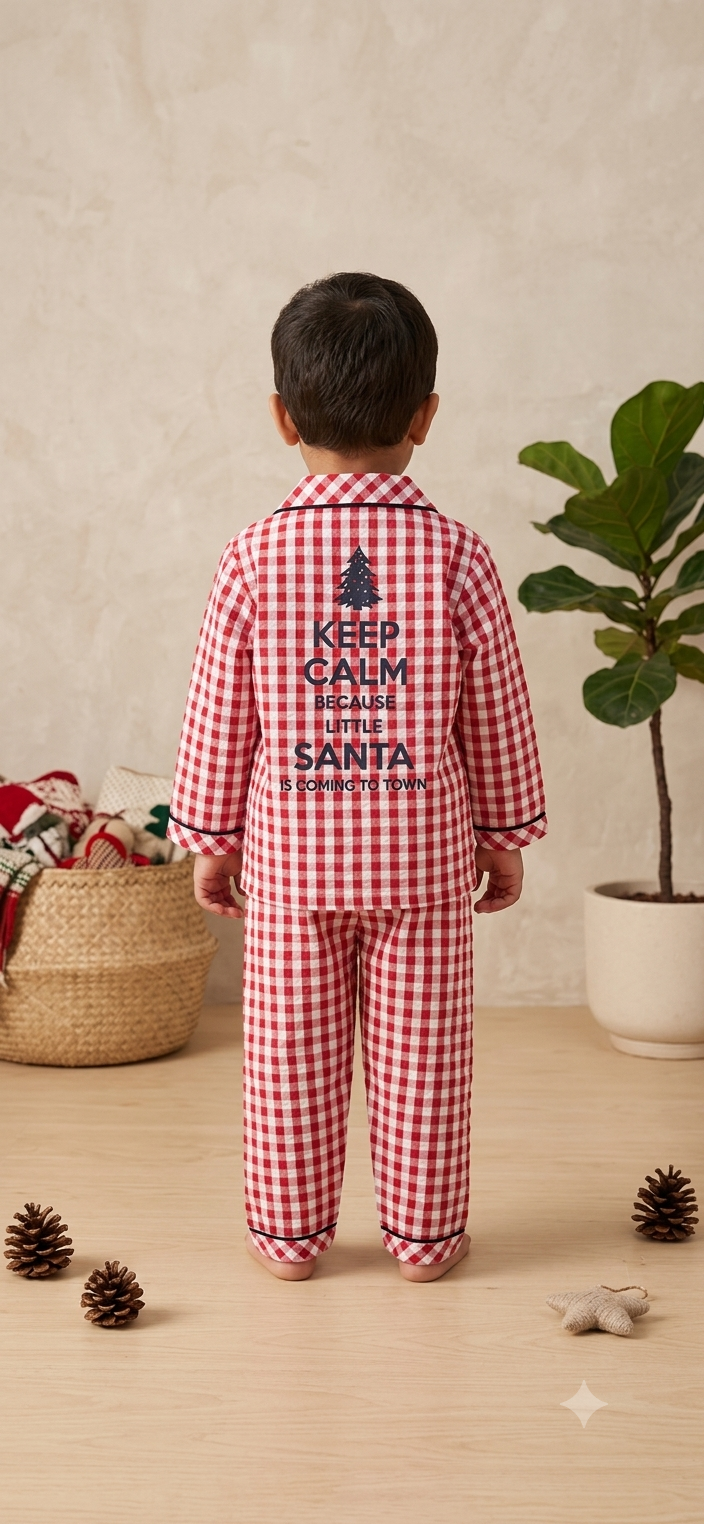 Kids Red Gingham Christmas Pyjama Set