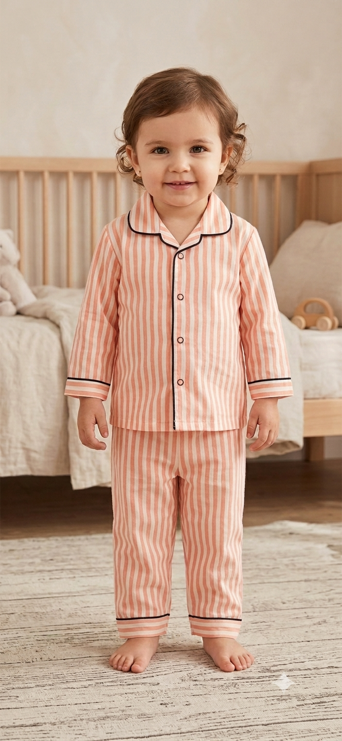 Toddler Peach & White Stripe Pyjamas – "Sweet Like Sunday Morning"