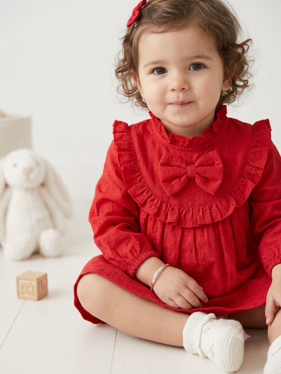 Festive Berry Ruffle Dress