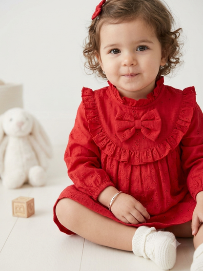 Festive Berry Ruffle Dress