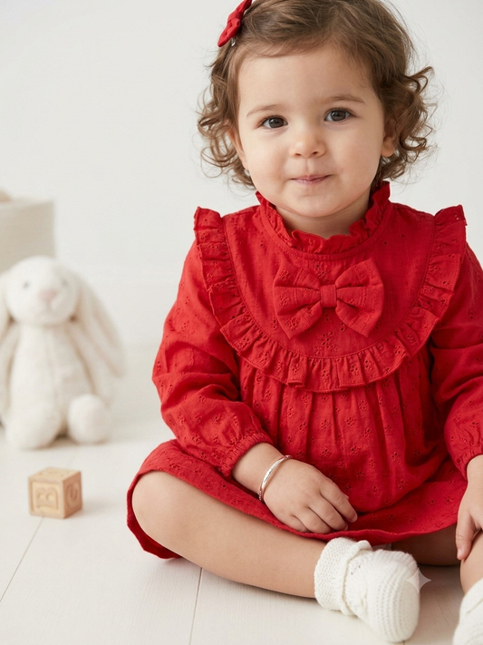 Festive Berry Ruffle Dress