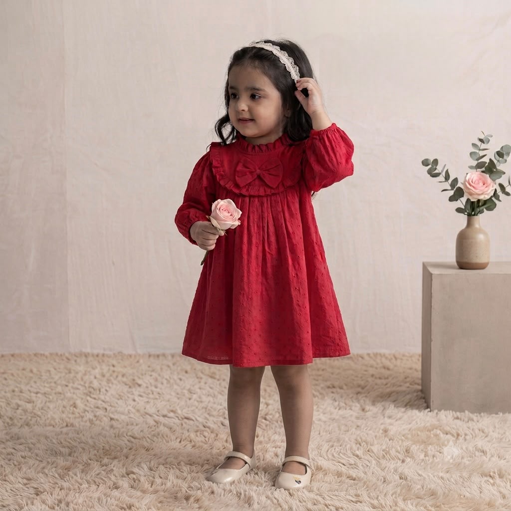 Festive Berry Ruffle Dress