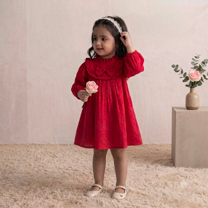 Festive Berry Ruffle Dress
