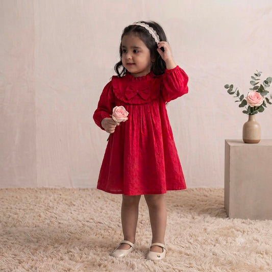 Festive Berry Ruffle Dress