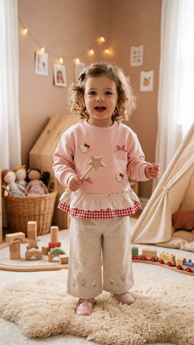 Cozy Oversized Kitty & Lace Top