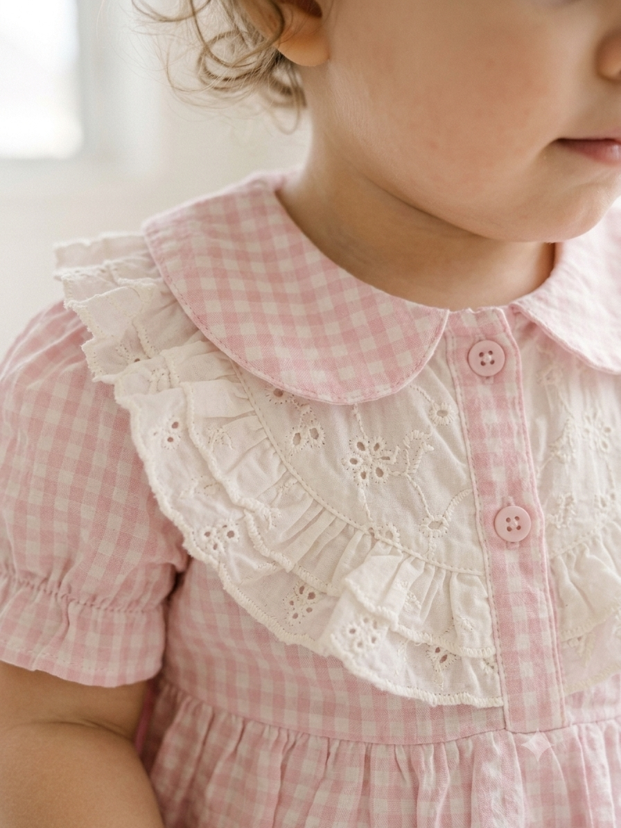 Vintage Pink Gingham Cotton Dress