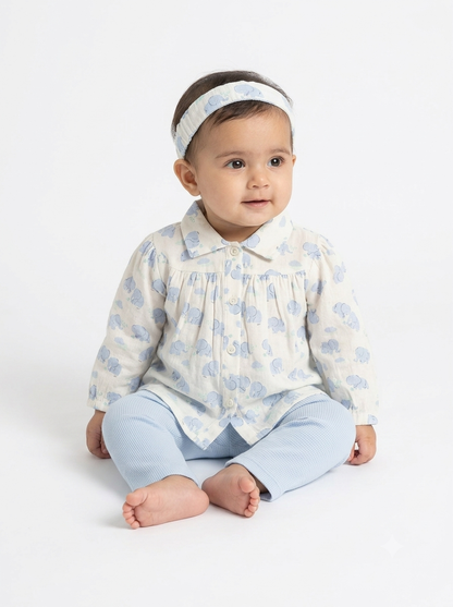 Little Ellie Blue Elephant 3-Piece Outfit