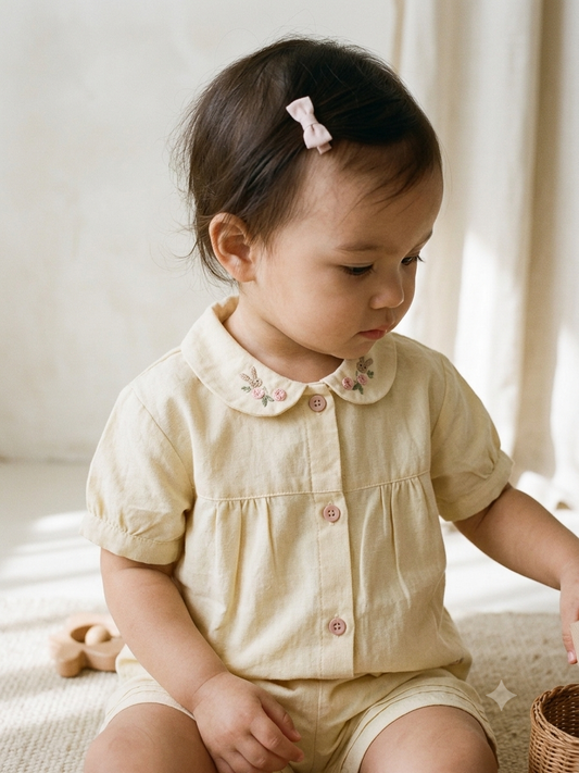 Buttercream Bunny Embroidered Linen Set