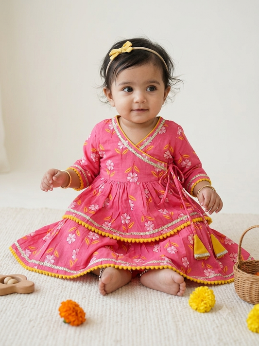 The Pink Coral Blossom Angrakha Set