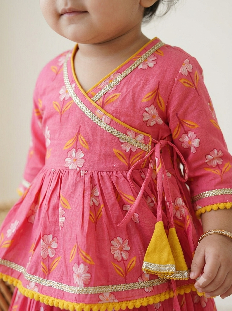 The Pink Coral Blossom Angrakha Set