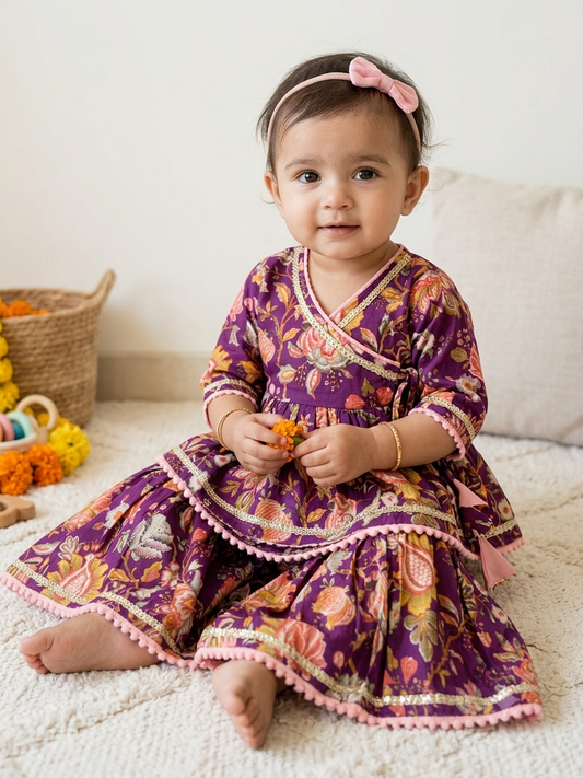 The Royal Plum Kalamkari Angrakha Set