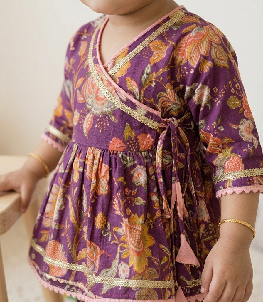 The Royal Plum Kalamkari Angrakha Set