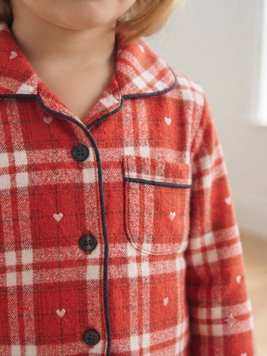 Crimson Tartan & Petite Hearts Flannel Sleepwear
