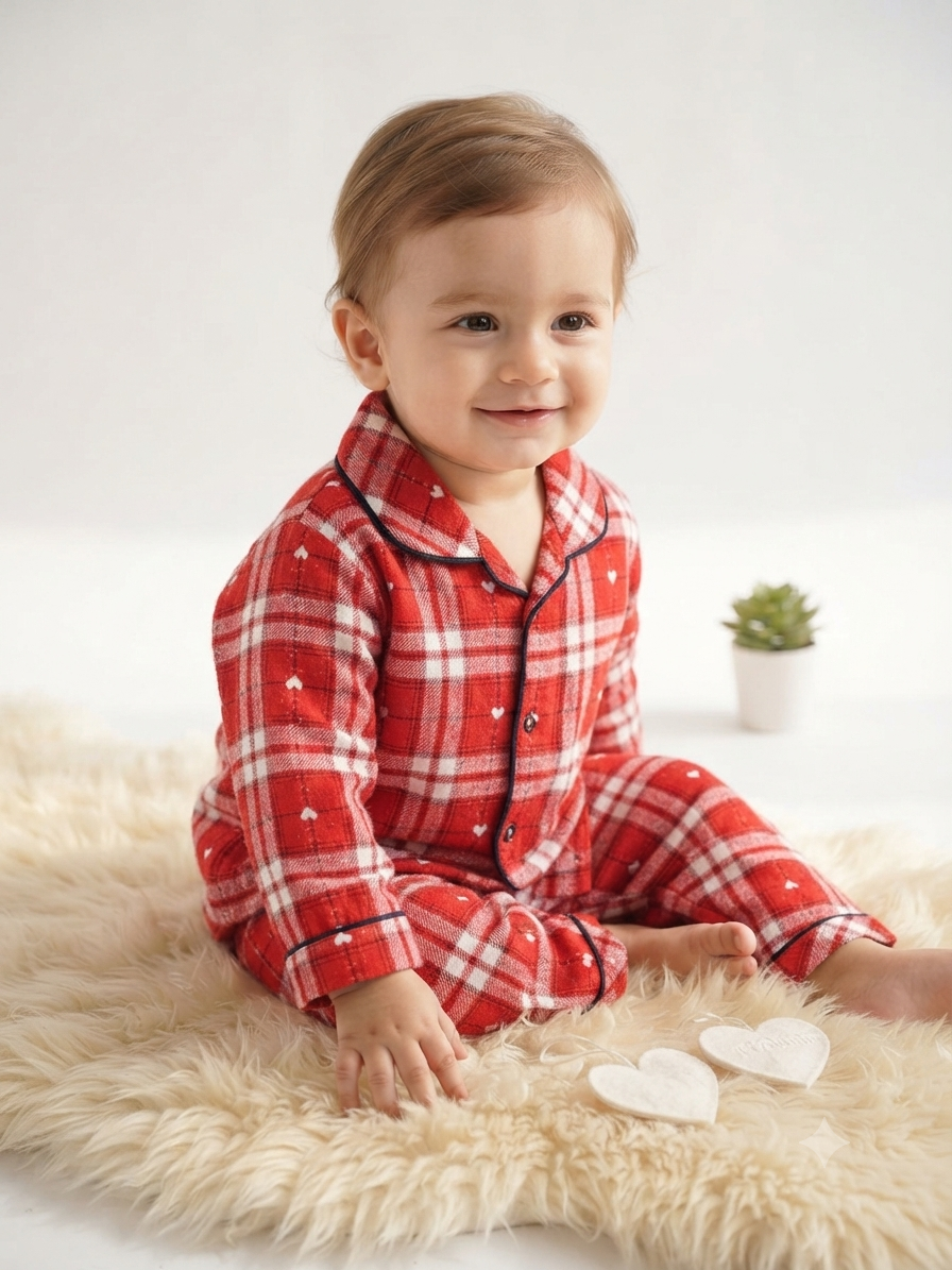 Crimson Tartan & Petite Hearts Flannel Sleepwear