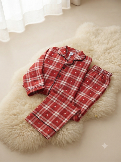 Crimson Tartan & Petite Hearts Flannel Sleepwear