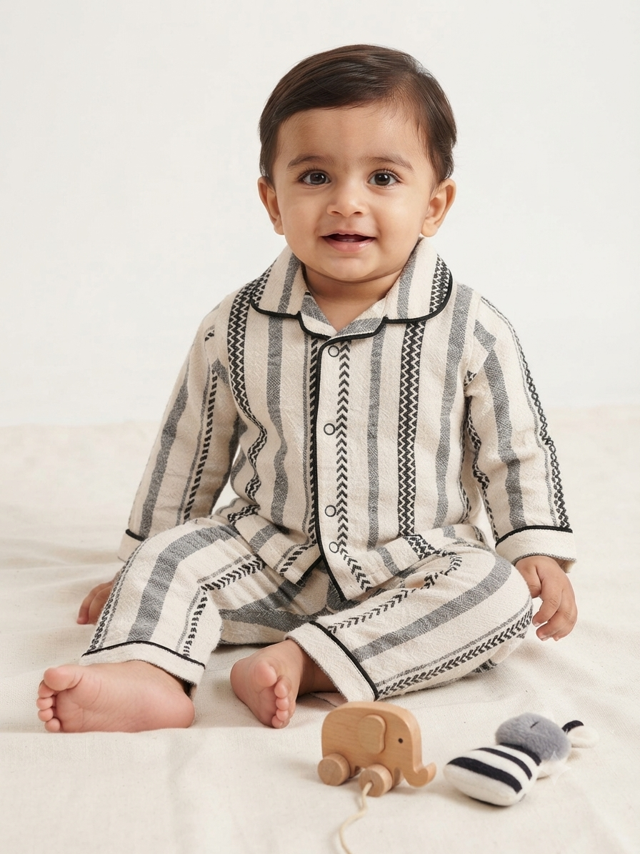 Boho Chevron & Stripe Cotton-Blend Lounge Set