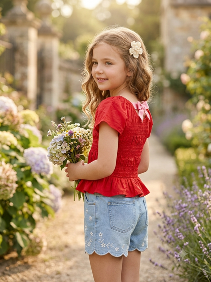 Red Smocked Top