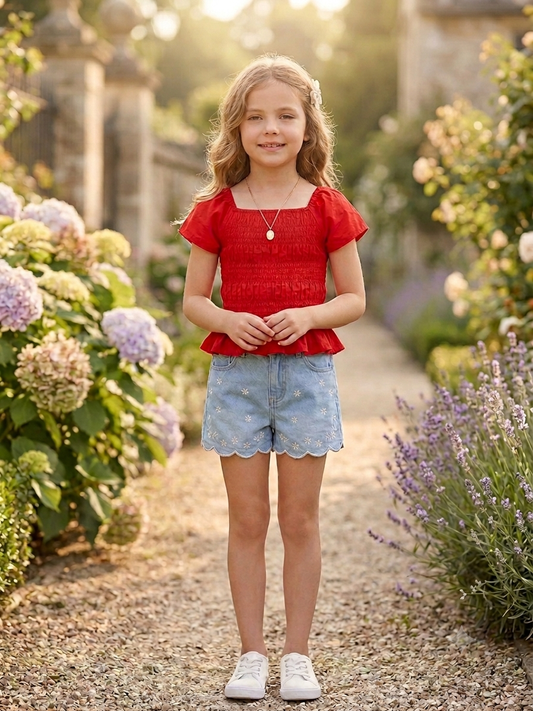 Red Smocked Top