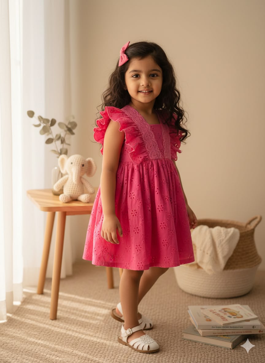 Korean Pink Ruffle Frock