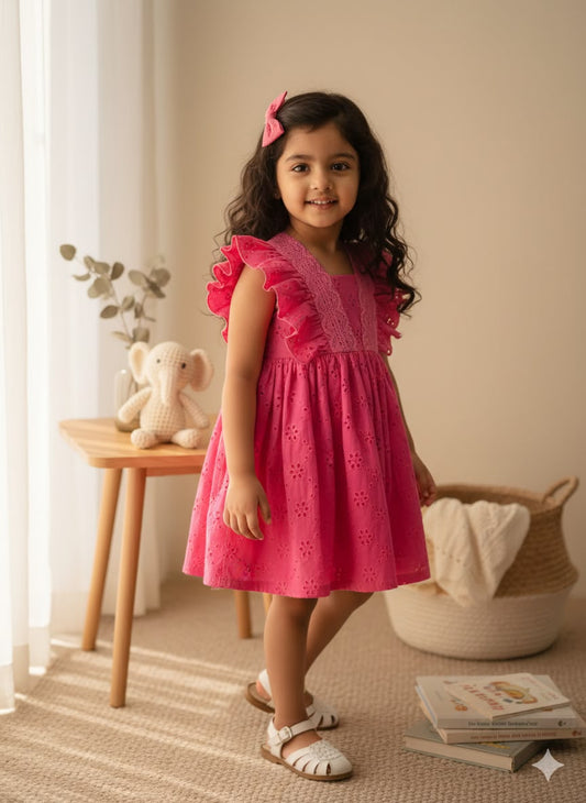 Korean Pink Ruffle Frock