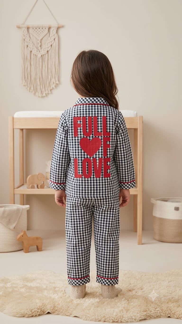 Ghingham Pyjama Set "Full Of Love"