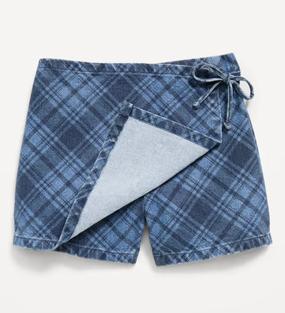 Blue Denim Wrap Skort