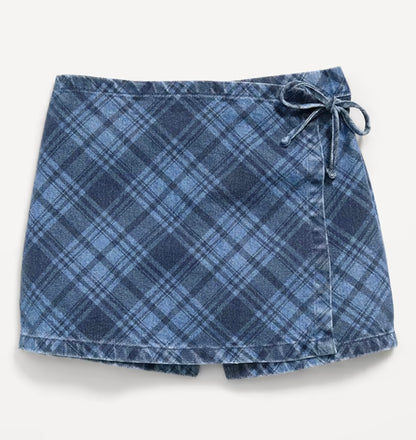 Blue Denim Wrap Skort
